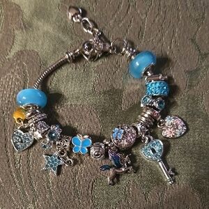 Silver and Blue Pegasus Charm Bracelet